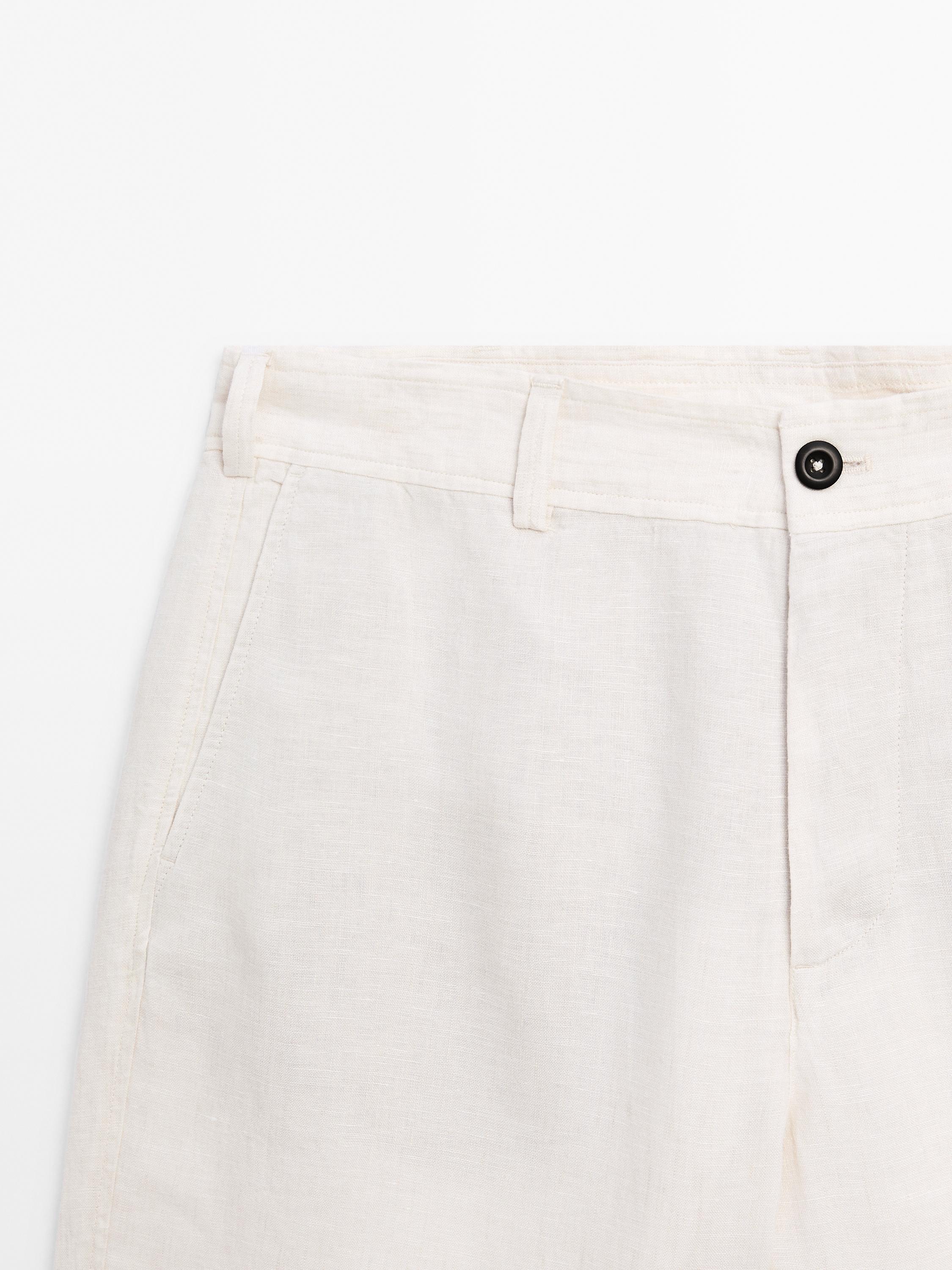 100% linen Bermuda shorts